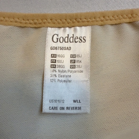 Goddess Yvette Bra GD6750SAD Full Figure Full Coverage Satin Jacquard 38J Beige - Picture 6 of 11